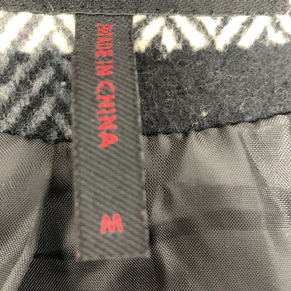 Yoki black white plaid double breasted pea coat wool blend lined pockets Medium - Picture 5 of 6